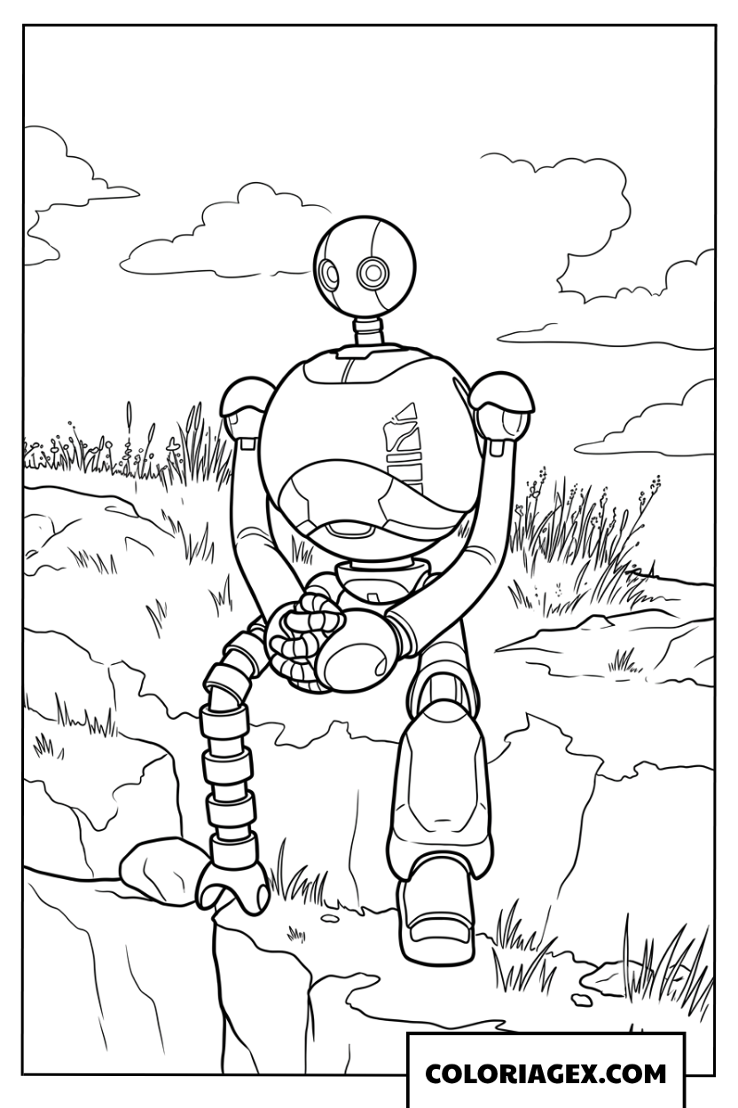 Coloriage de Roz debout au bord de la falaise