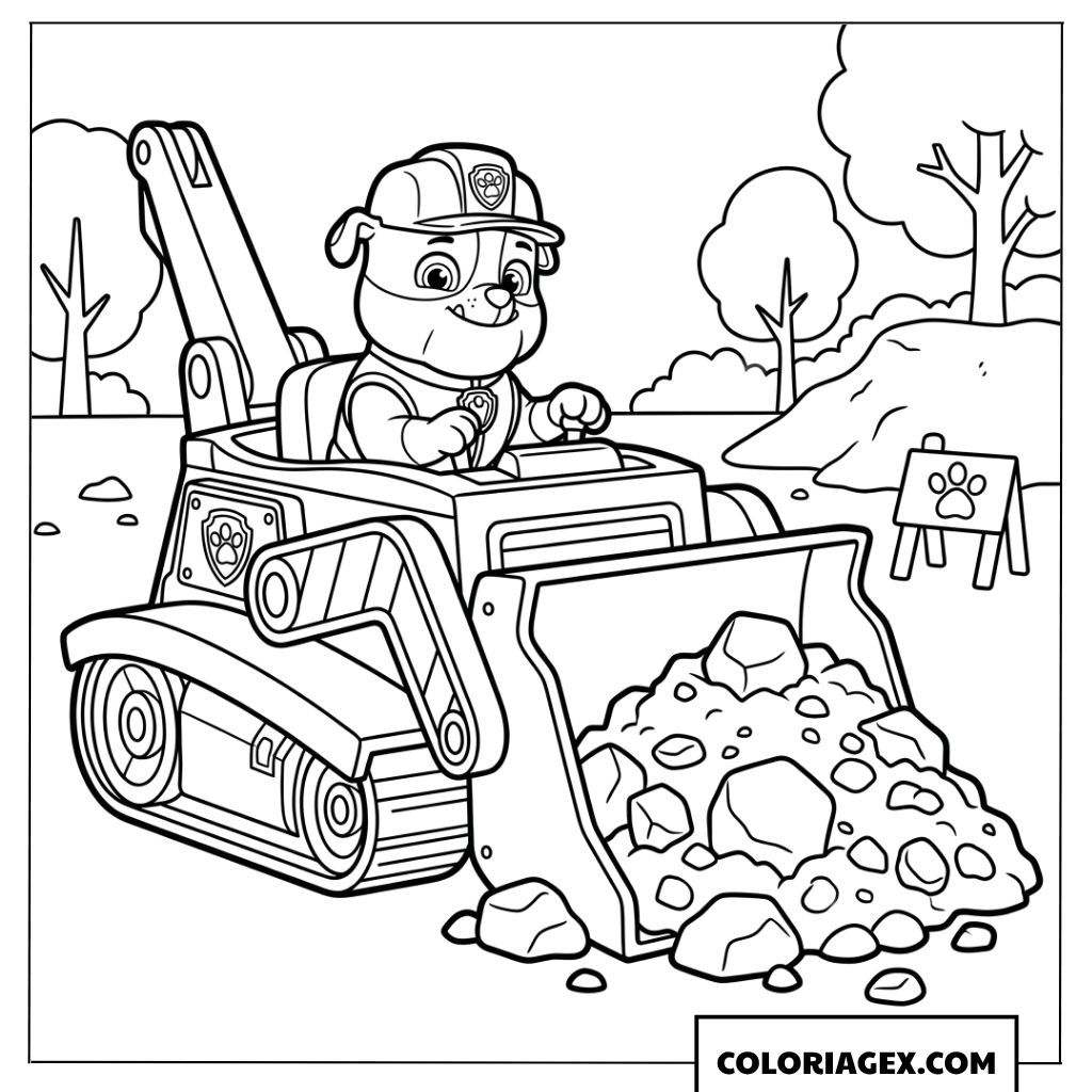 Coloriage de Ruben au volant de son bulldozer