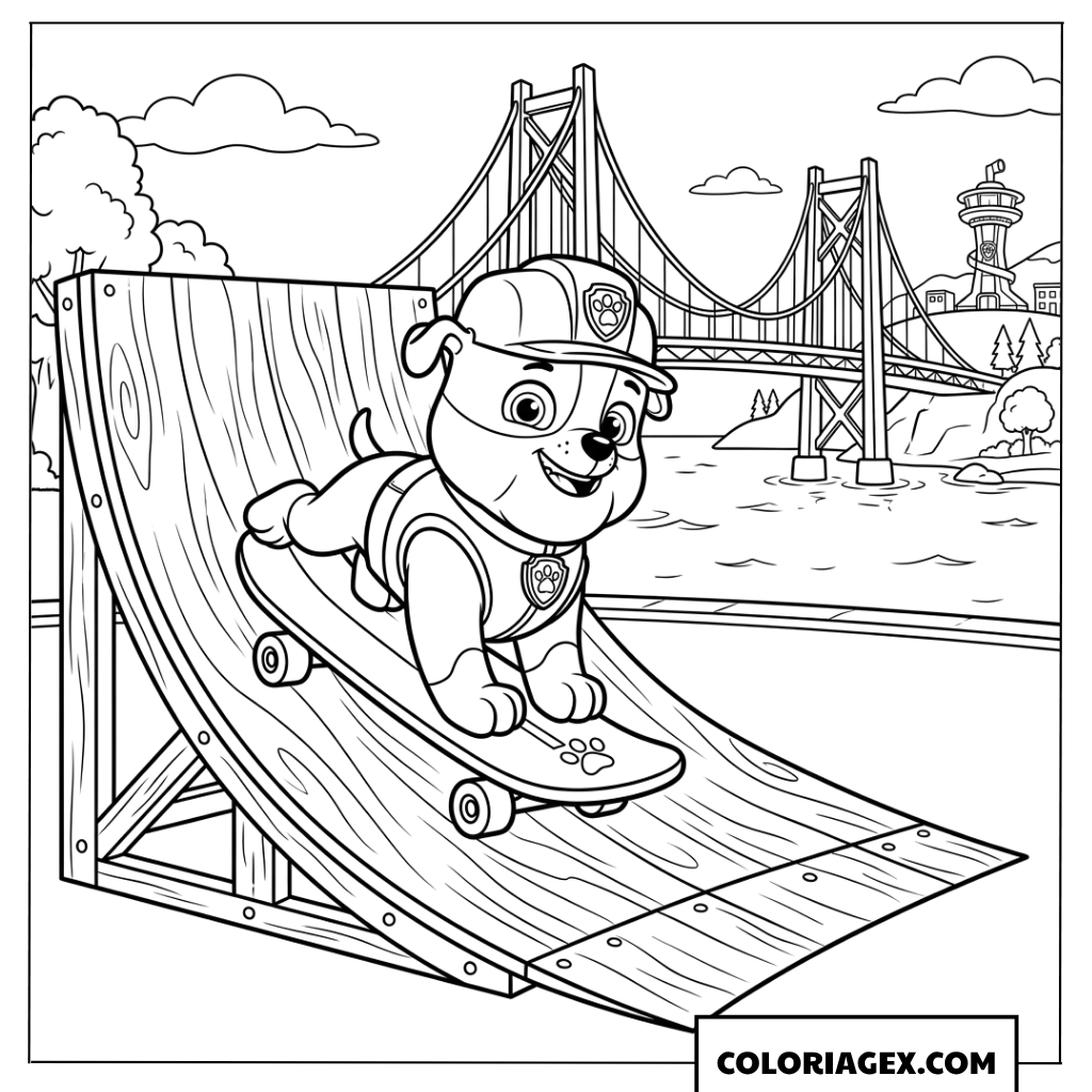 Coloriage de Ruben faisant du skateboard
