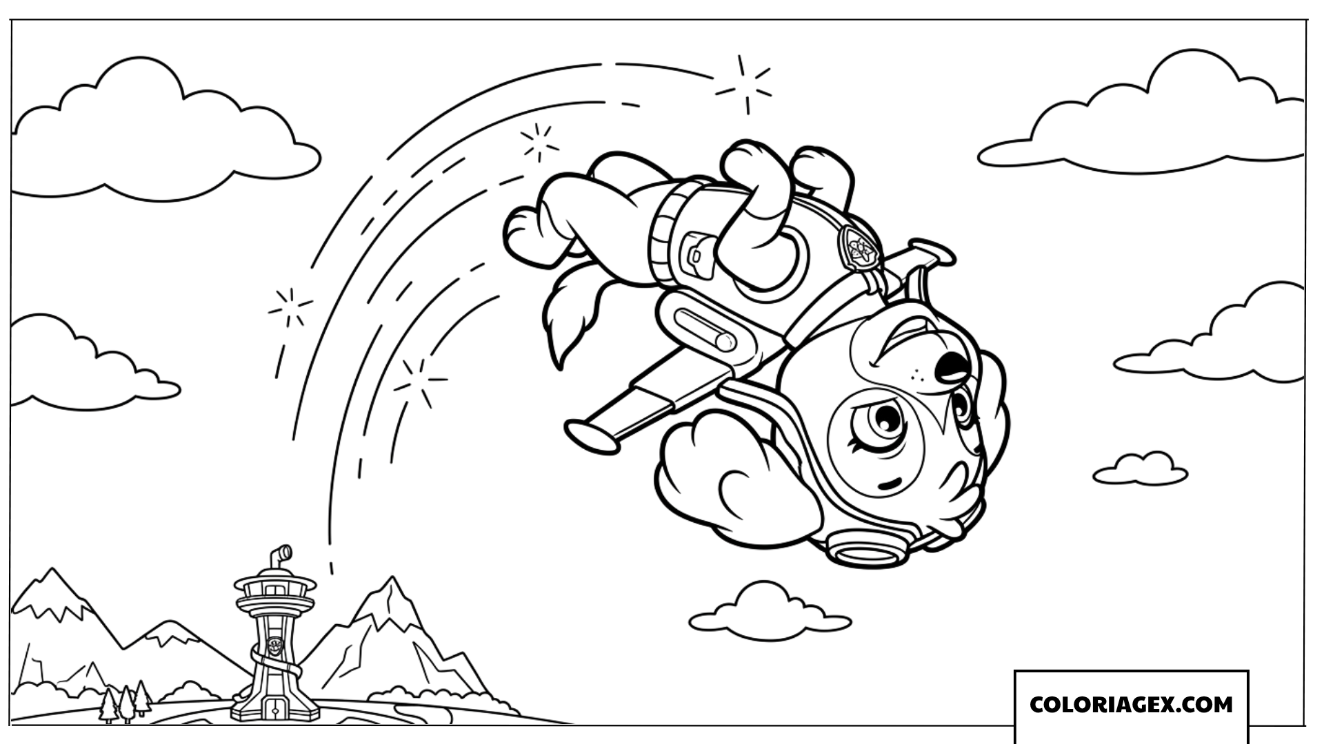 Coloriage de Stella en pleine acrobatie aérienne