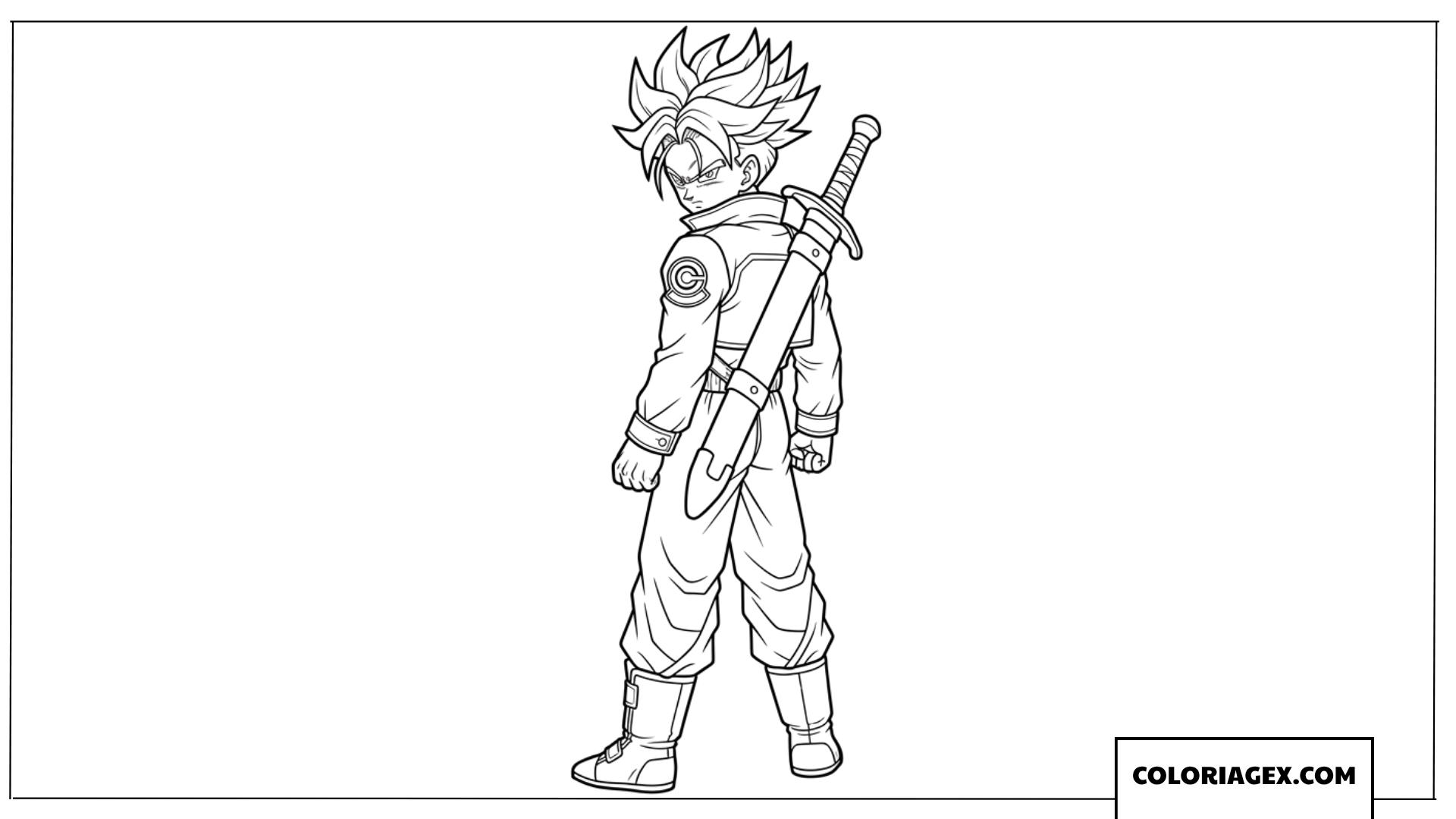 Coloriage de Trunks du futur avec son epee