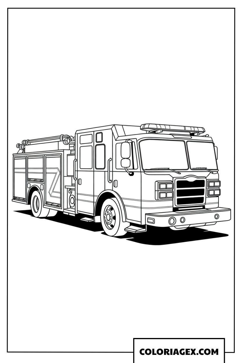 Coloriage de camion de pompier américain moderne