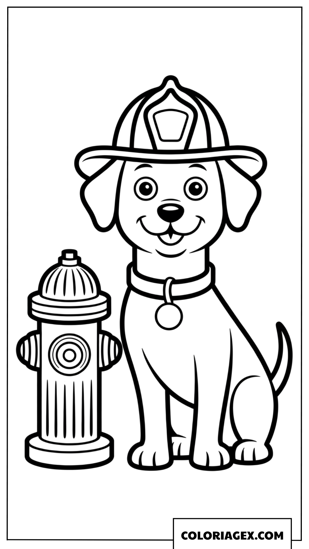 Coloriage de chien pompier amical