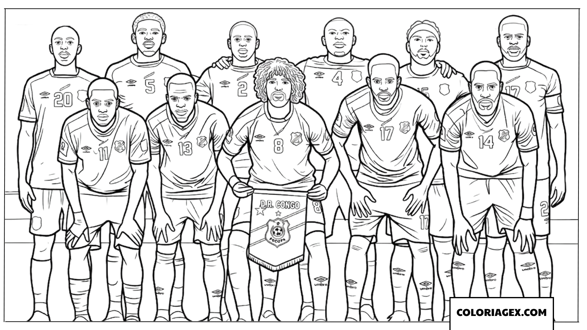 Coloriage de l equipe officielle des joueurs de la RD Congo