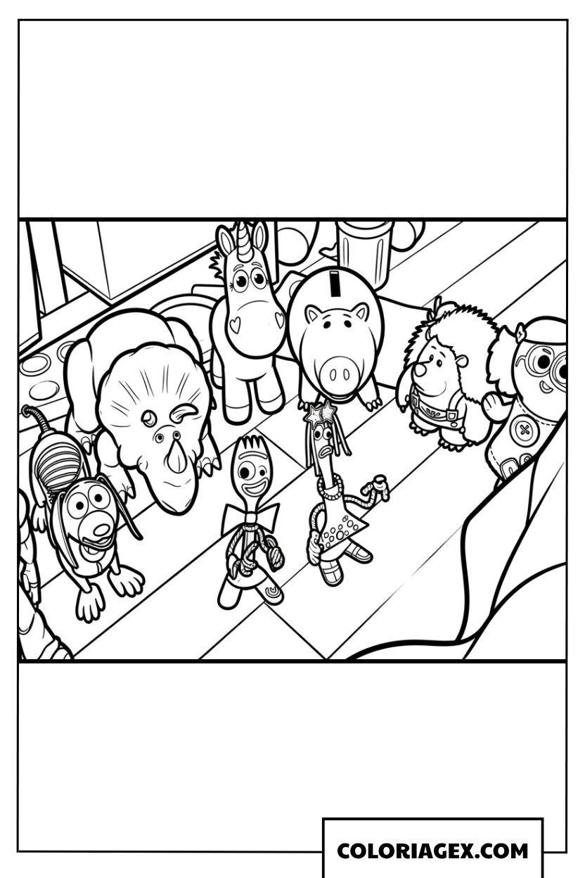 Coloriage de la bande de jouets amusante