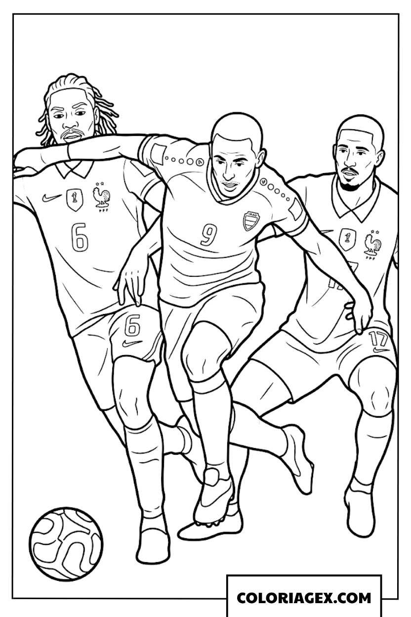 Coloriage de la lutte pour le ballon entre France et Irak