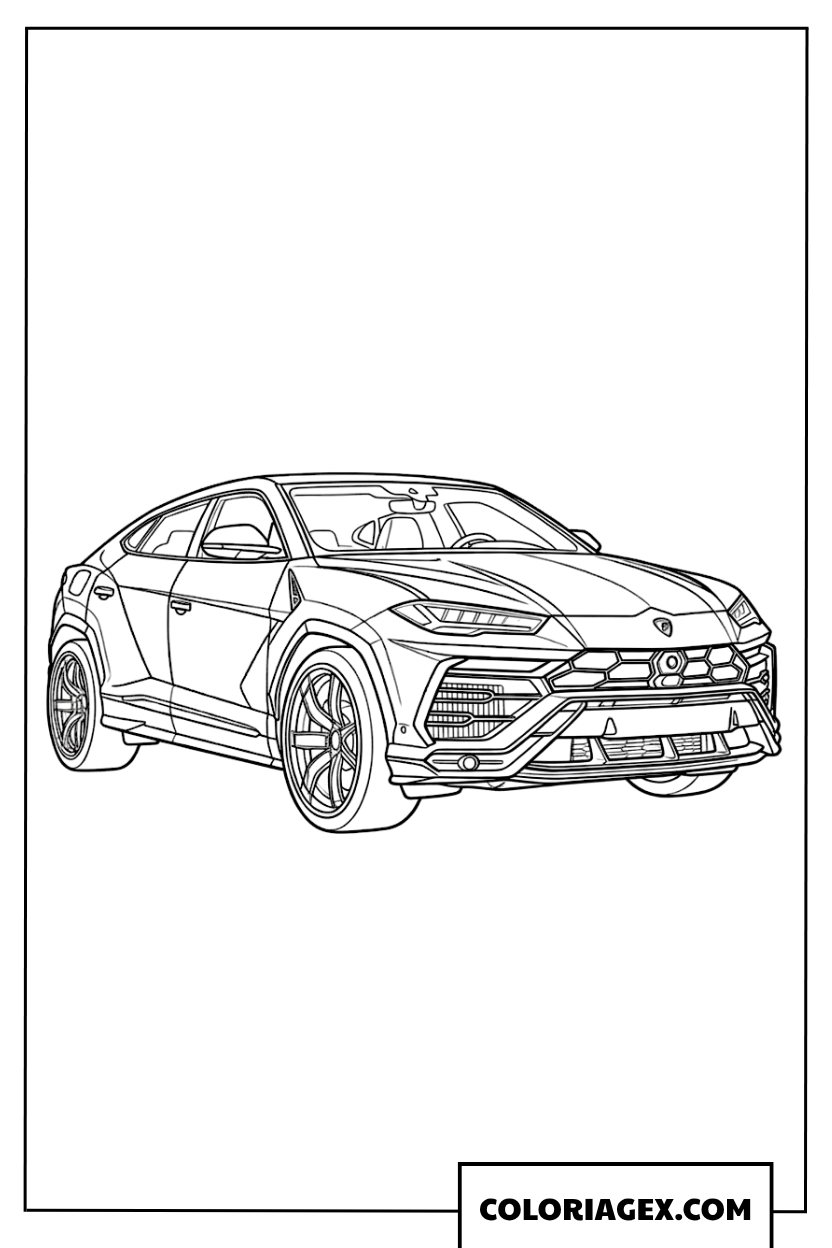 Coloriage de la puissante voiture Lamborghini Urus
