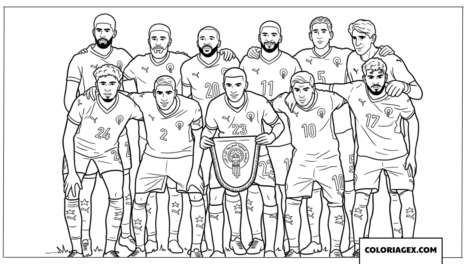Coloriage de l'équipe nationale du Maroc de la Coupe du Monde