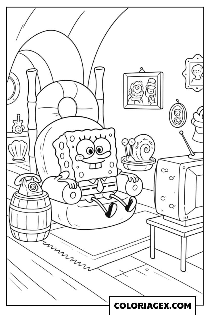 Coloriage de l'intérieur de la maison de Bob
