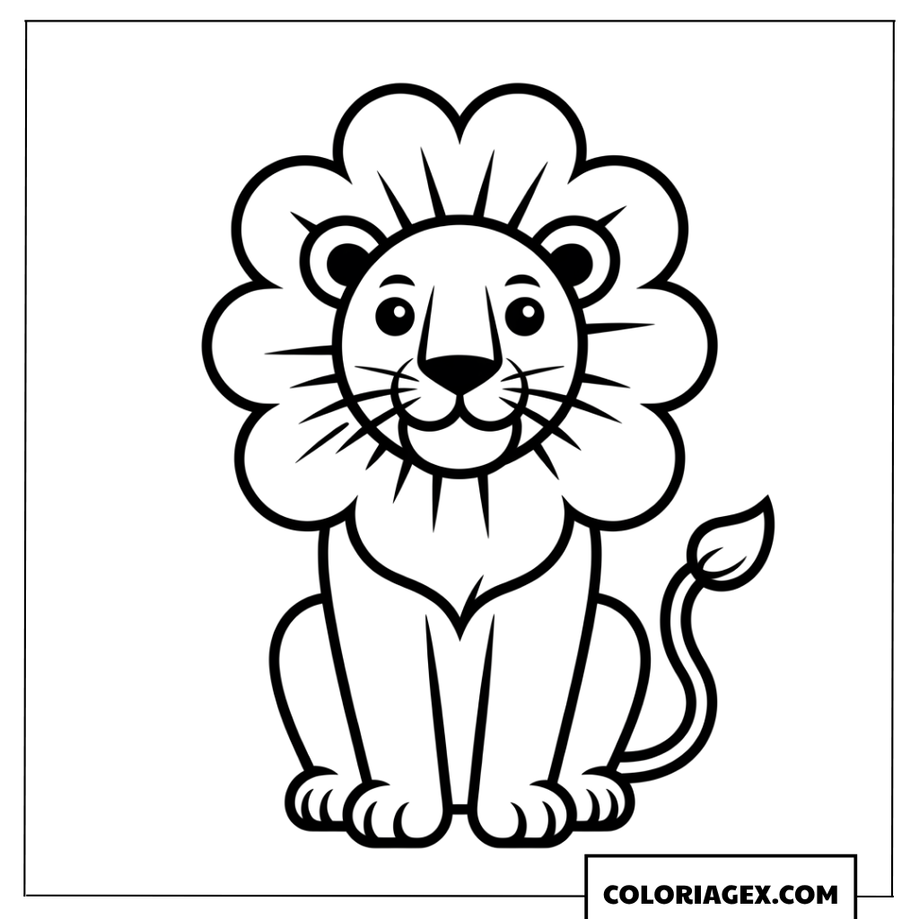 Coloriage de lion majestueux et amical a colorier