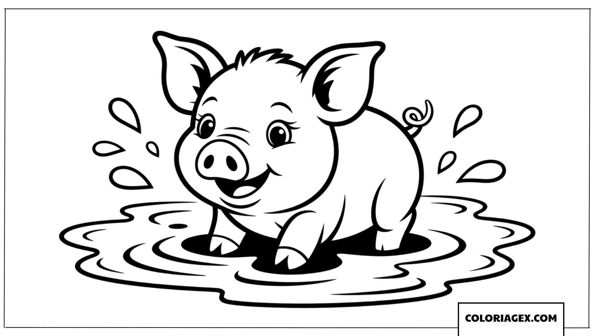 Coloriage de porcelet mignon dans la boue