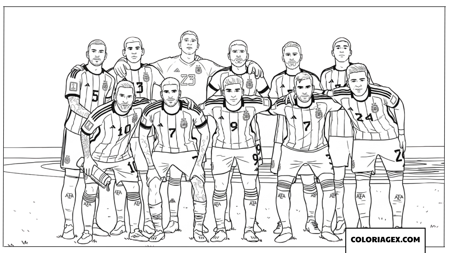 Coloriage des joueurs de l equipe de foot d Argentine