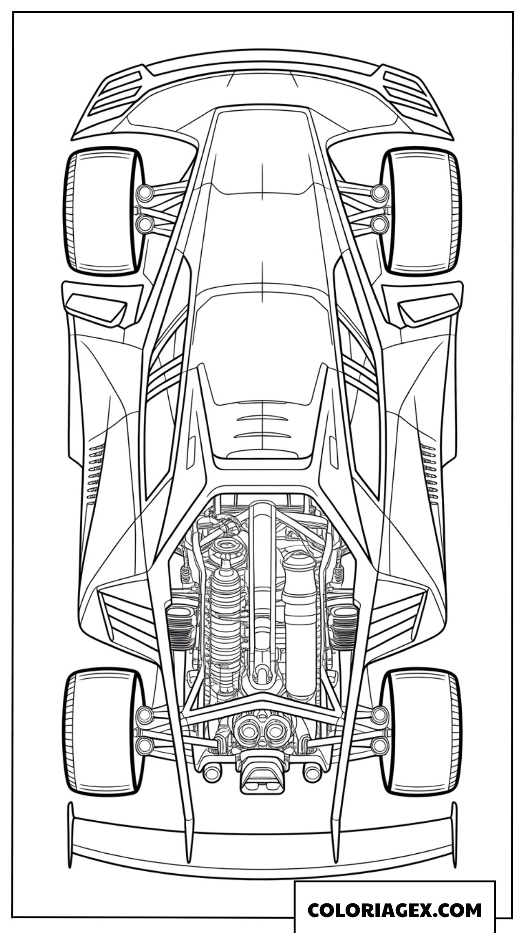 Coloriage du châssis et du moteur d'une Lamborghini