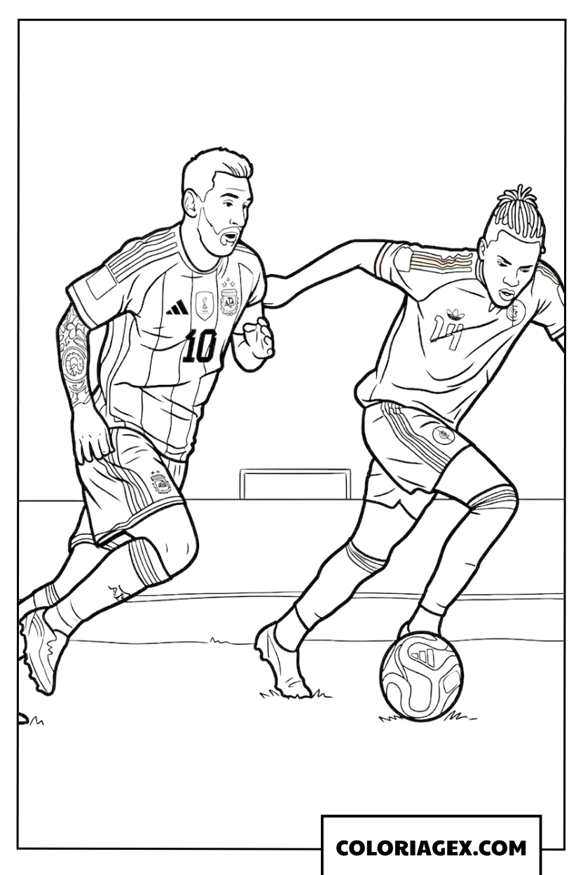 Coloriage du duel intense entre Messi et l Algerie