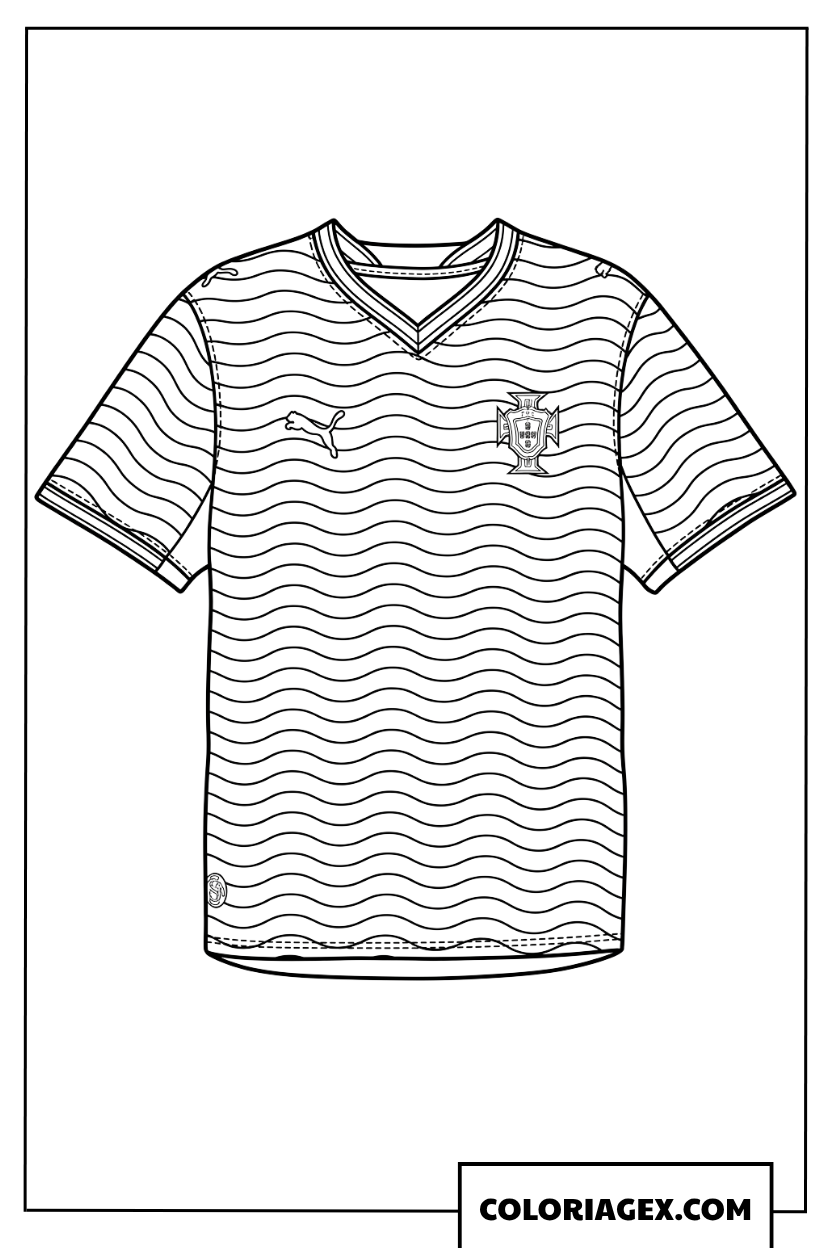 Coloriage du maillot de foot officiel de l equipe du Portugal