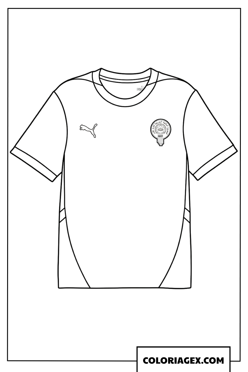 Coloriage du maillot de football de l'équipe du Maroc