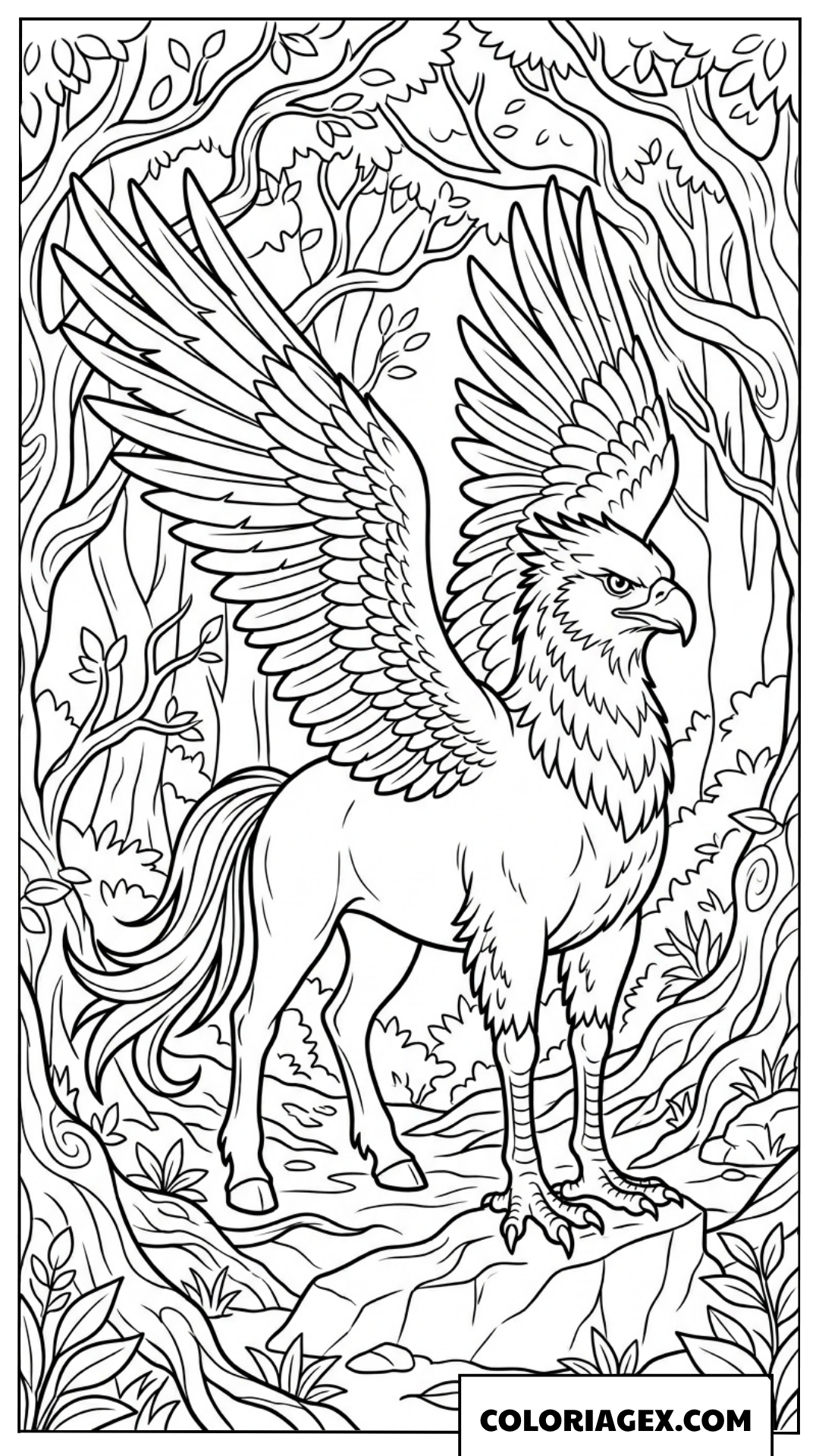 Coloriage du majestueux hippogriffe Buckbeak