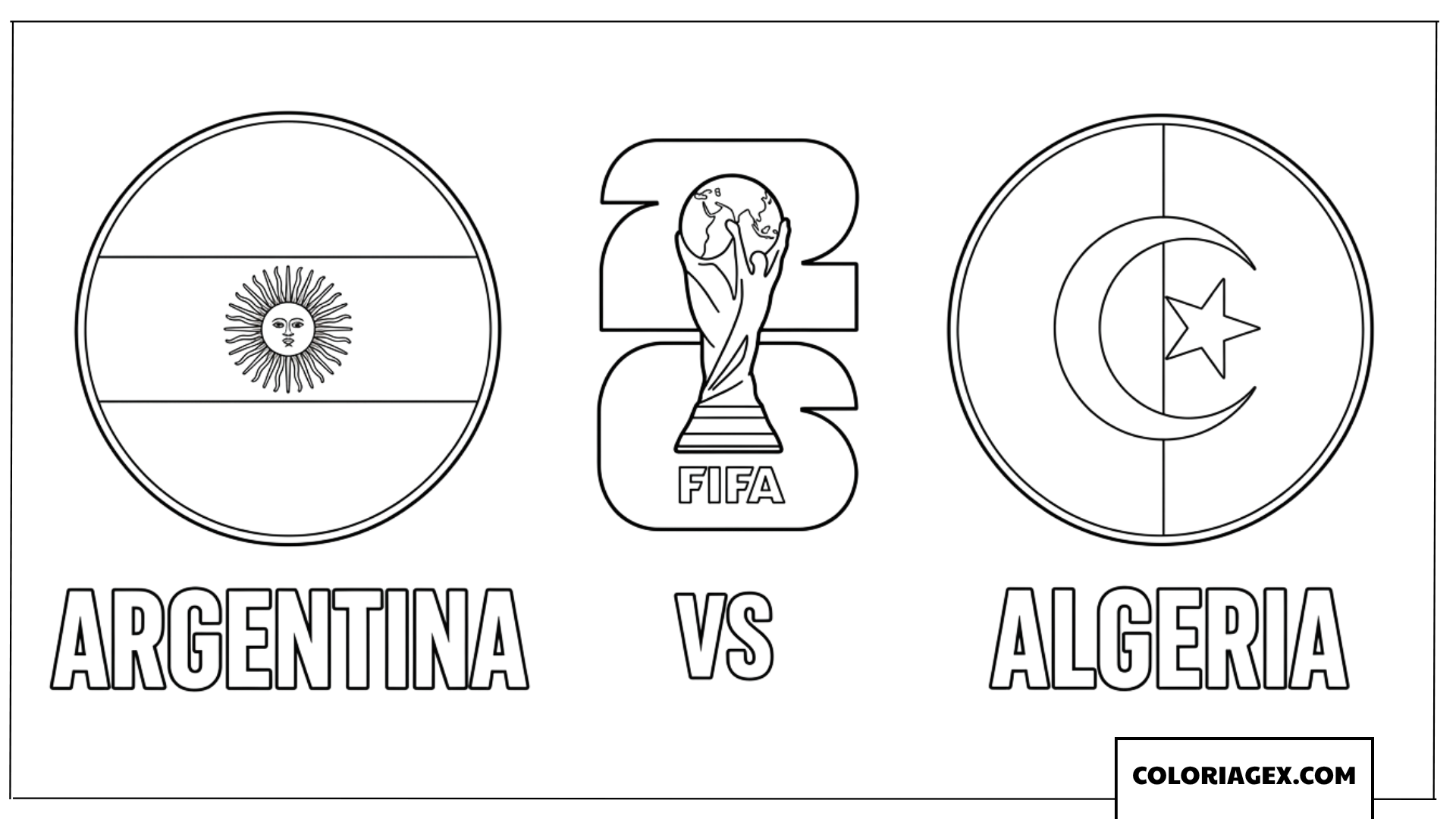 Coloriage du match Argentine contre Algerie de la Coupe
