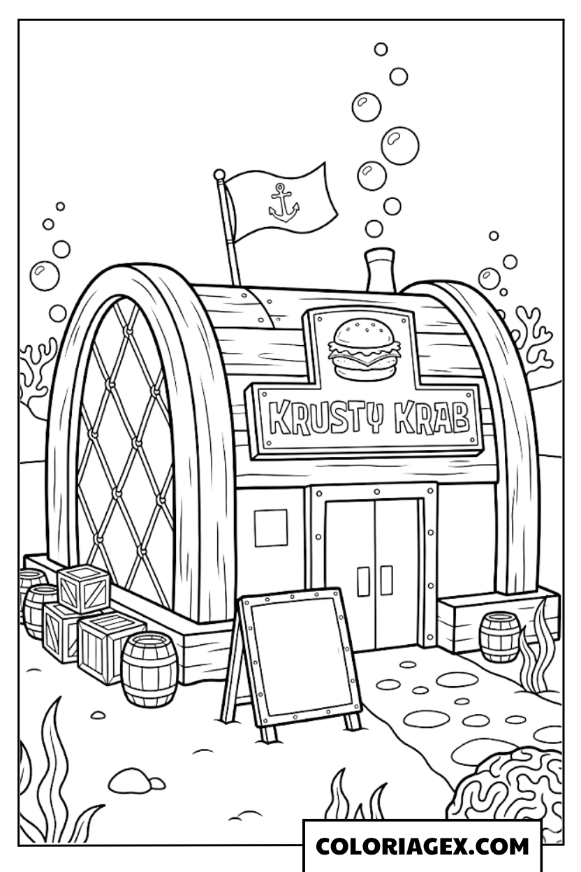 Coloriage du restaurant Crabe Croustillant