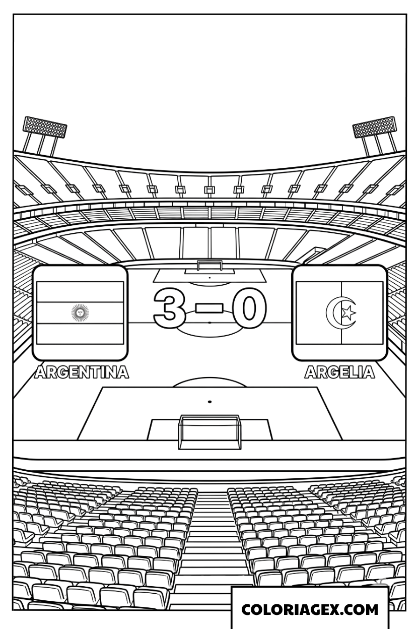Coloriage du score final trois zero du match de foot