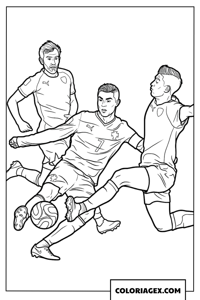 Coloriage du tir au but de Cristiano Ronaldo numero 7