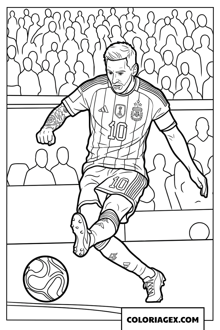 Coloriage du tir puissant de Messi au mondial 2026