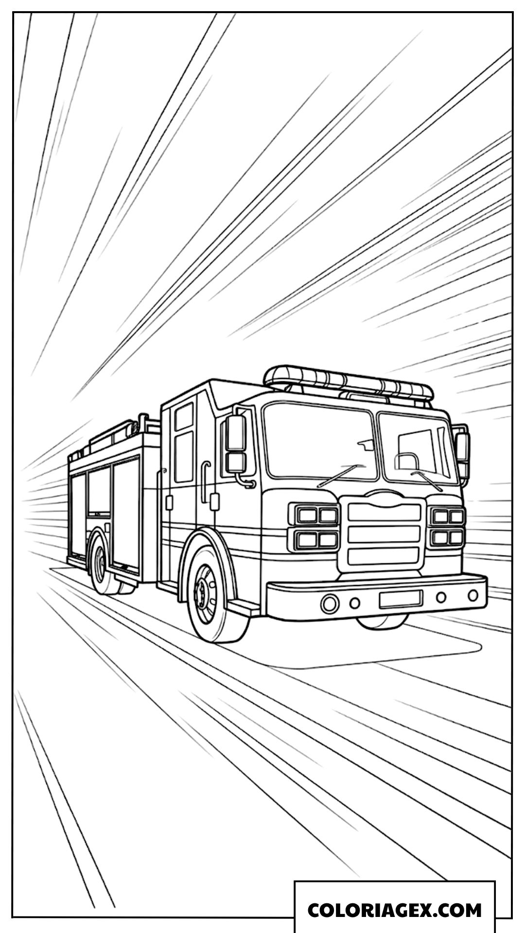 Coloriage dun camion de pompier foncant a toute vitesse