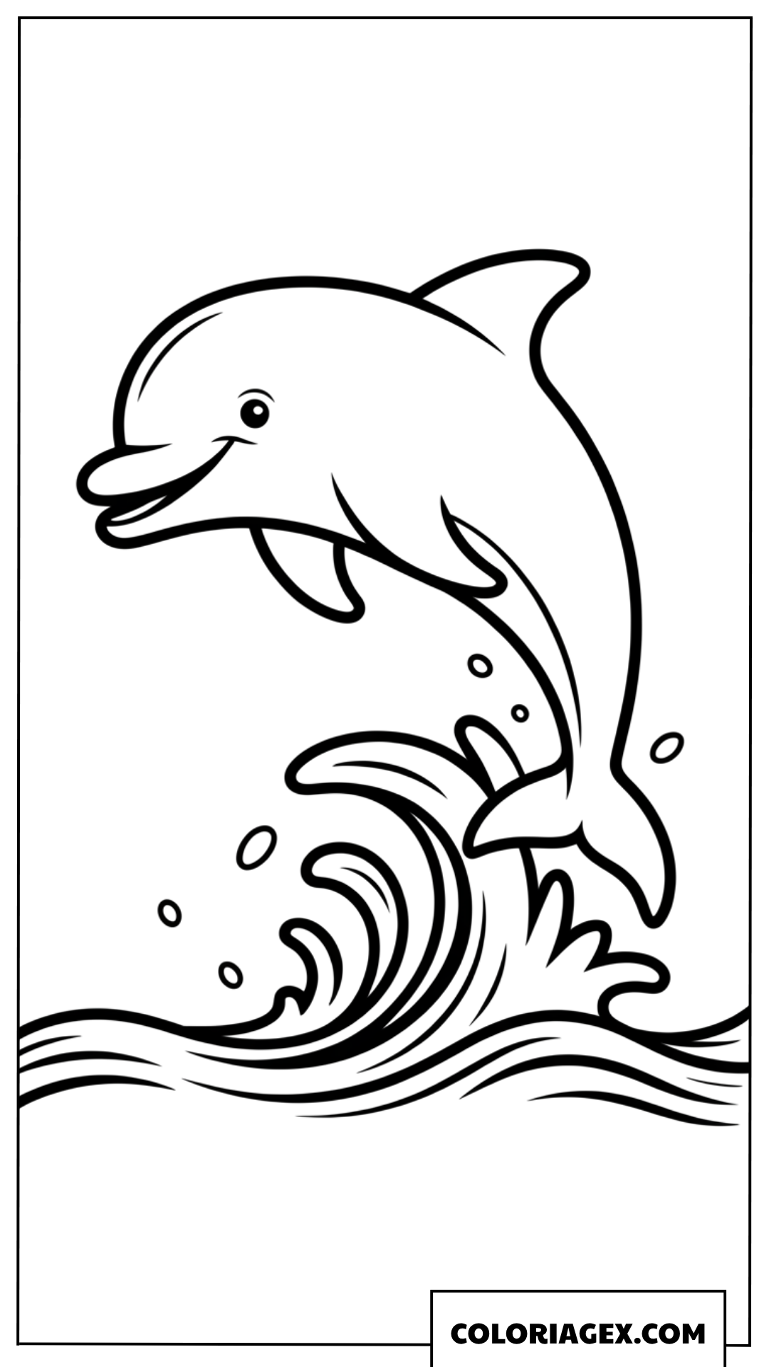 Coloriage dun dauphin joyeux sautant dans les vagues