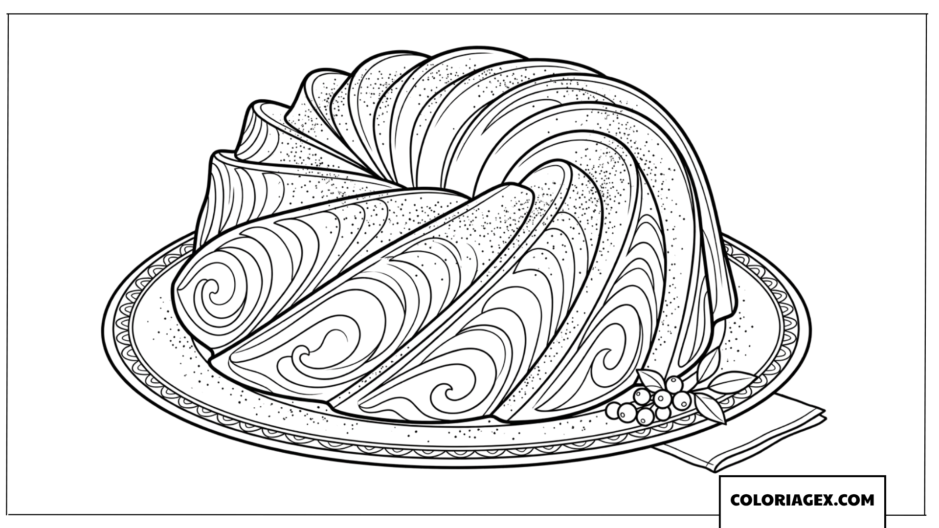 Coloriage d'un gâteau Bundt aux motifs torsadés