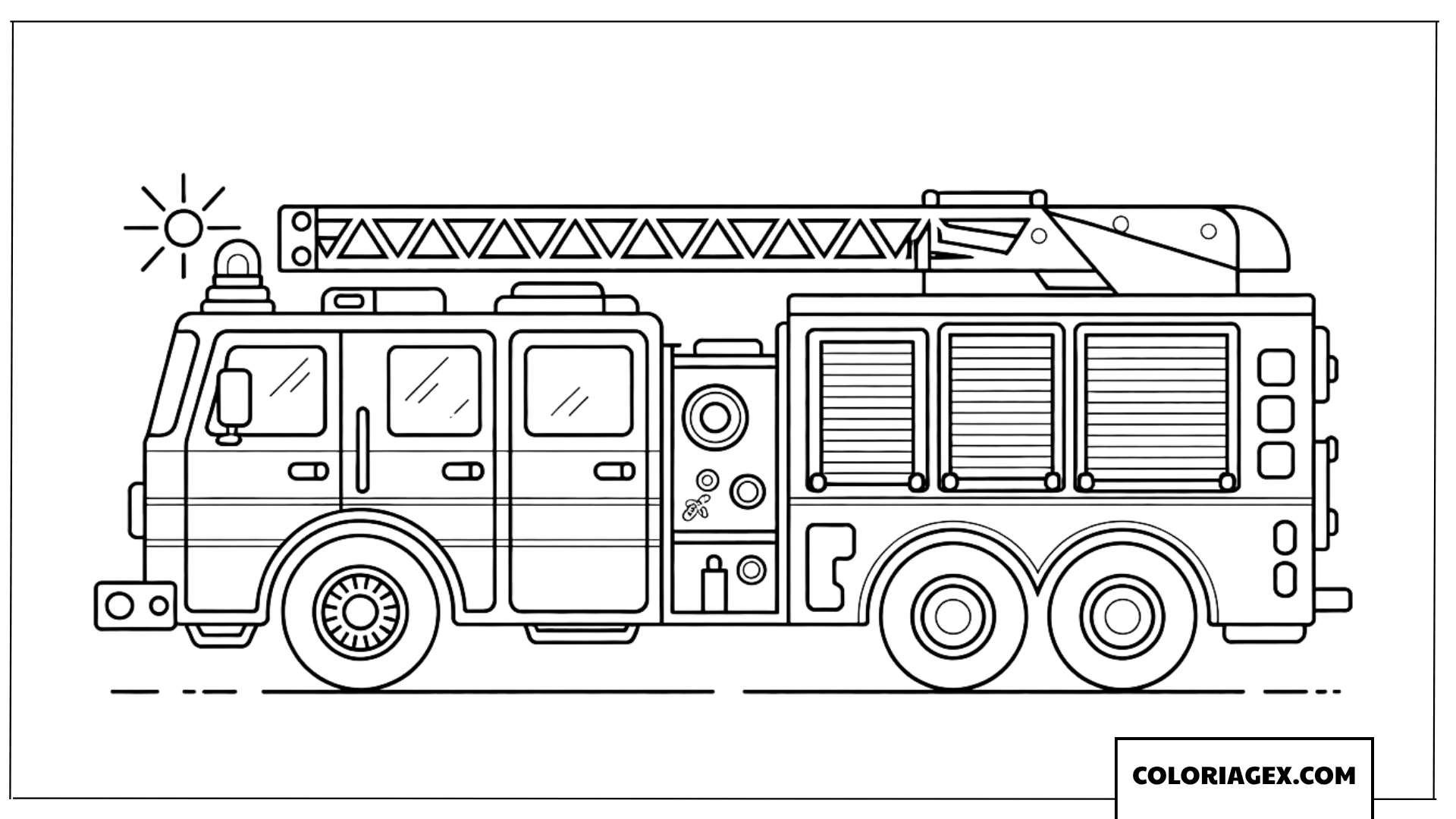 Coloriage dun grand camion de pompiers avec echelle