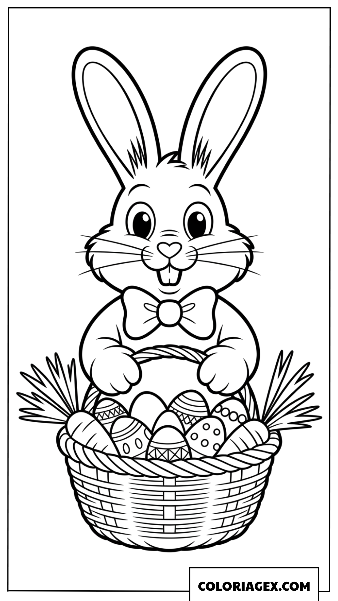 Coloriage d'un lapin de Pâques portant un joli nœud papillon