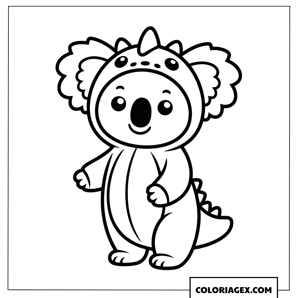 Coloriage dun petit koala deguise en dinosaure