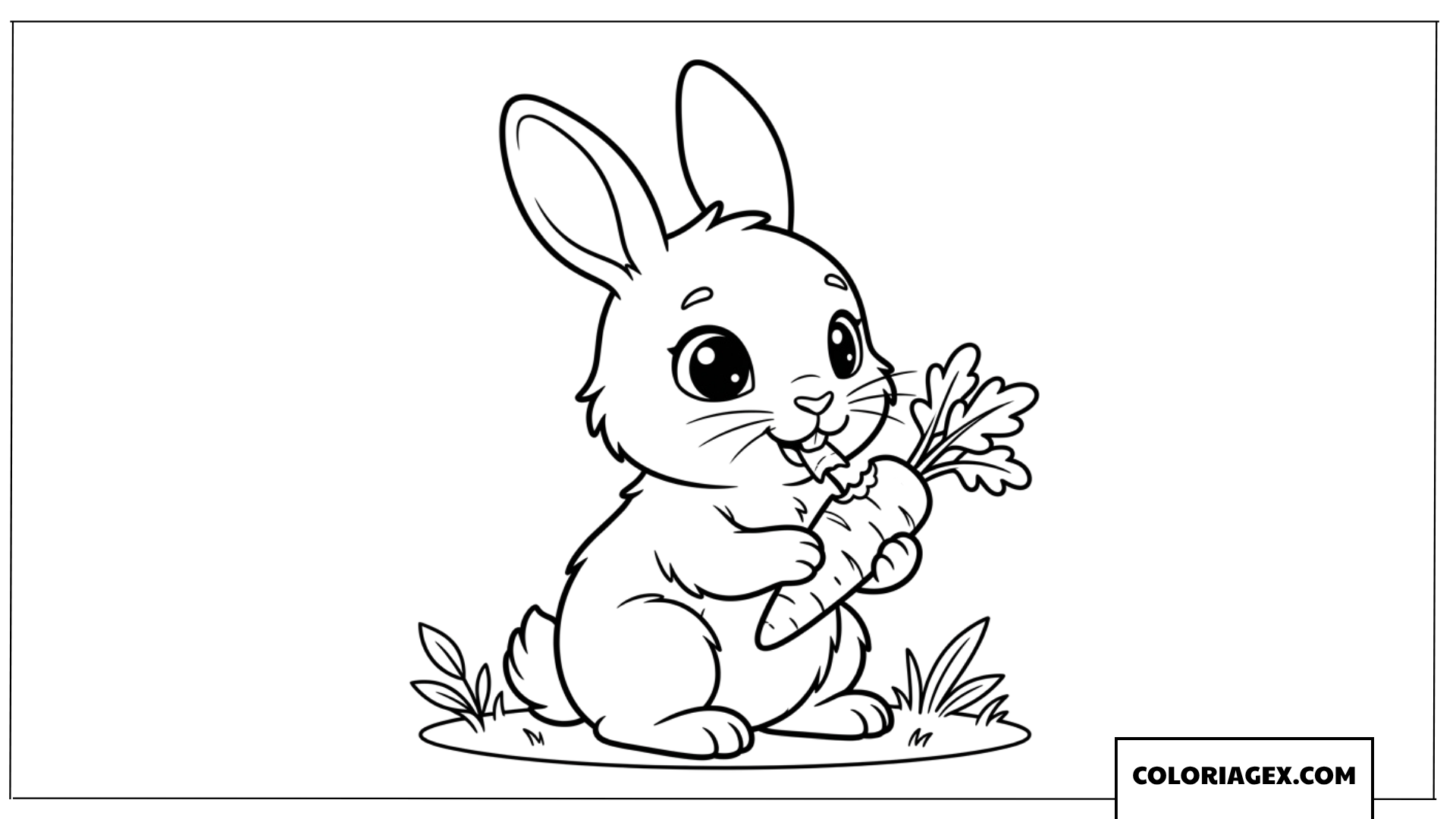 Coloriage d'un petit lapin grignotant une carotte