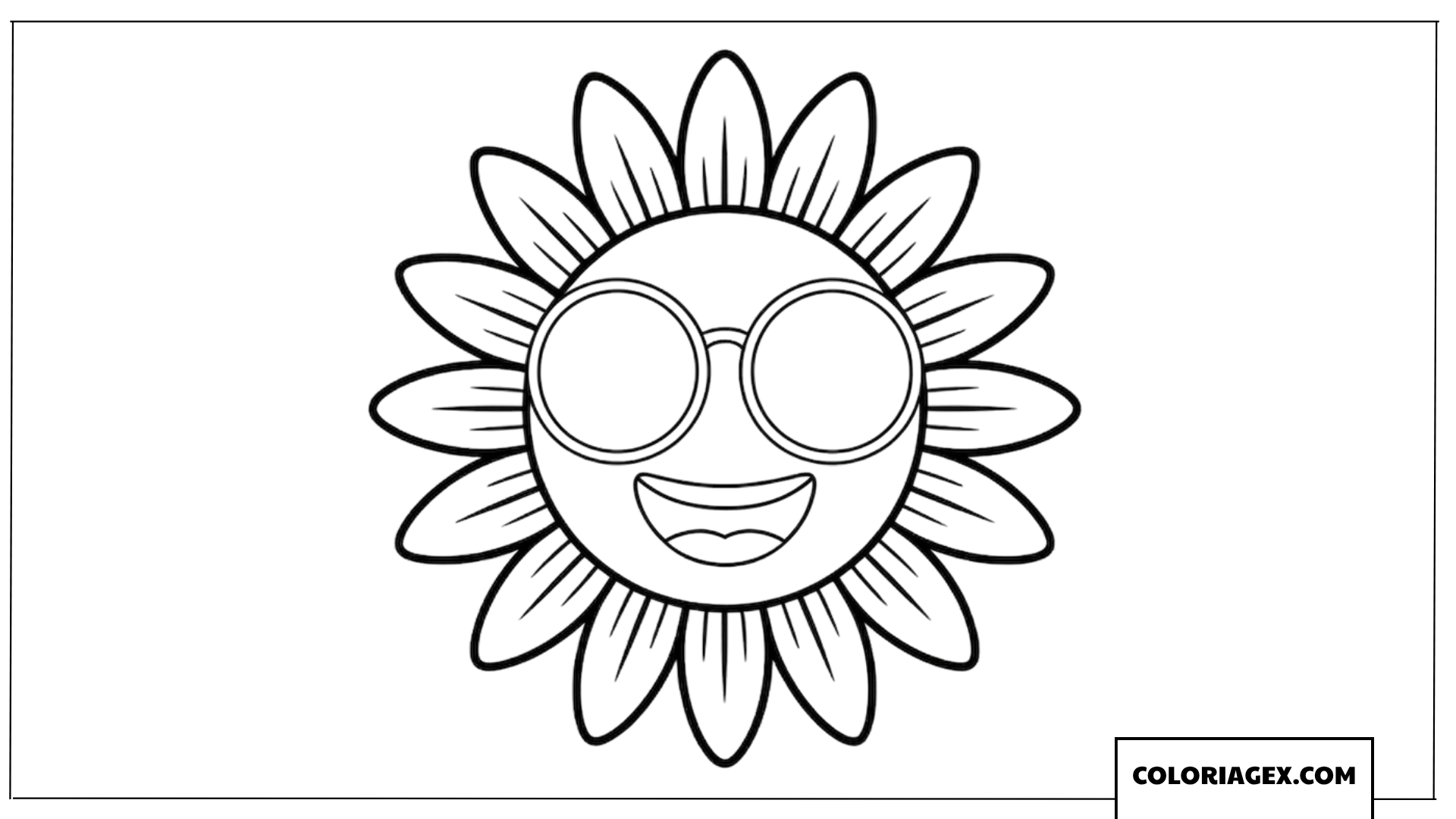Coloriage d'un tournesol souriant portant des lunettes de soleil stylées