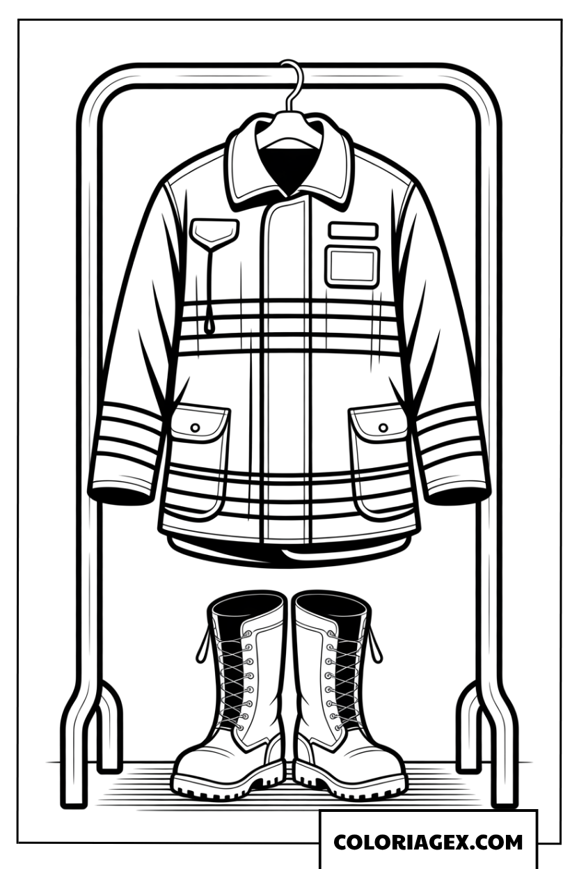 Coloriage d'un uniforme de pompier sur cintre