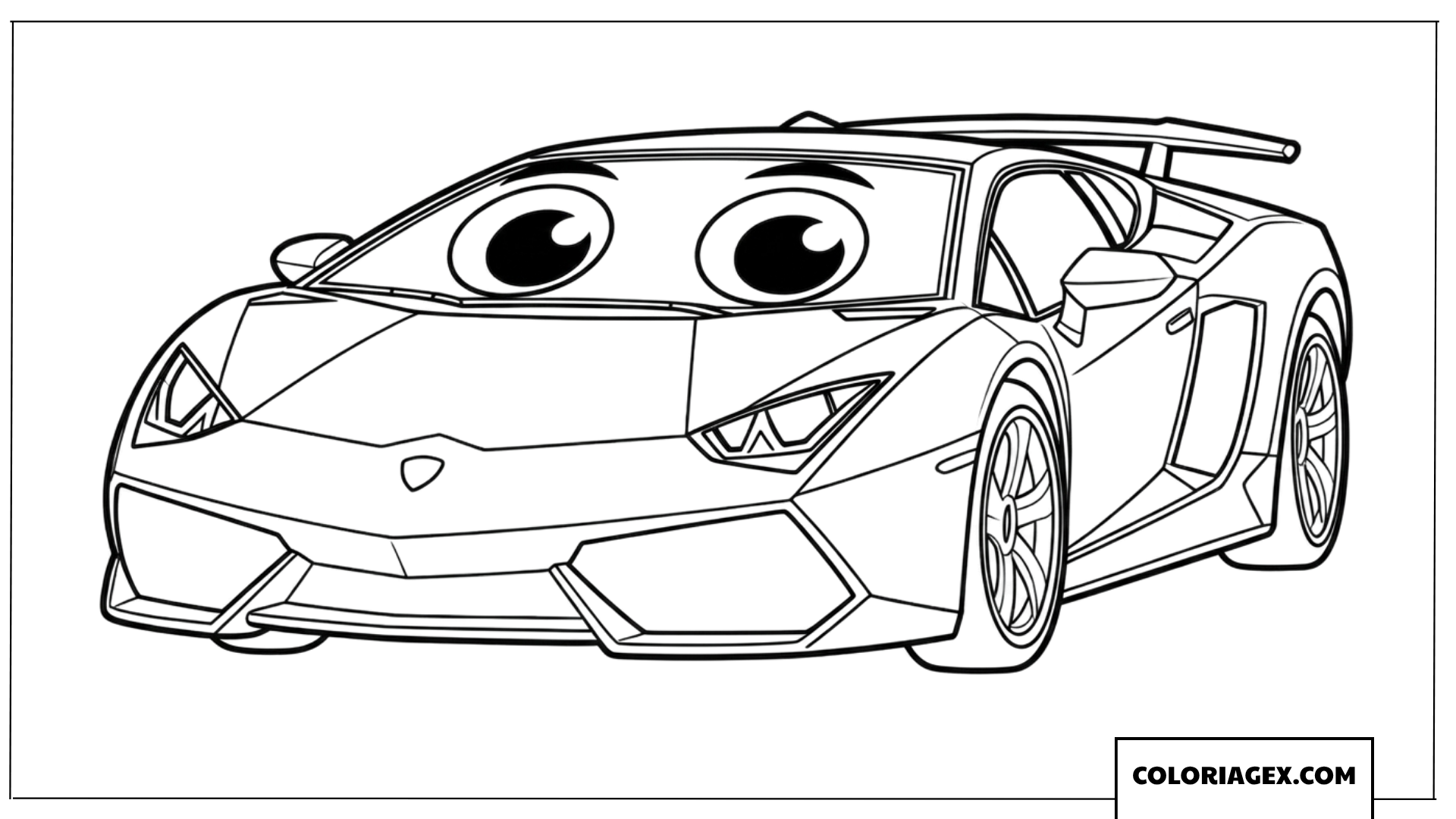 Coloriage d'une Lamborghini avec des yeux de personnage
