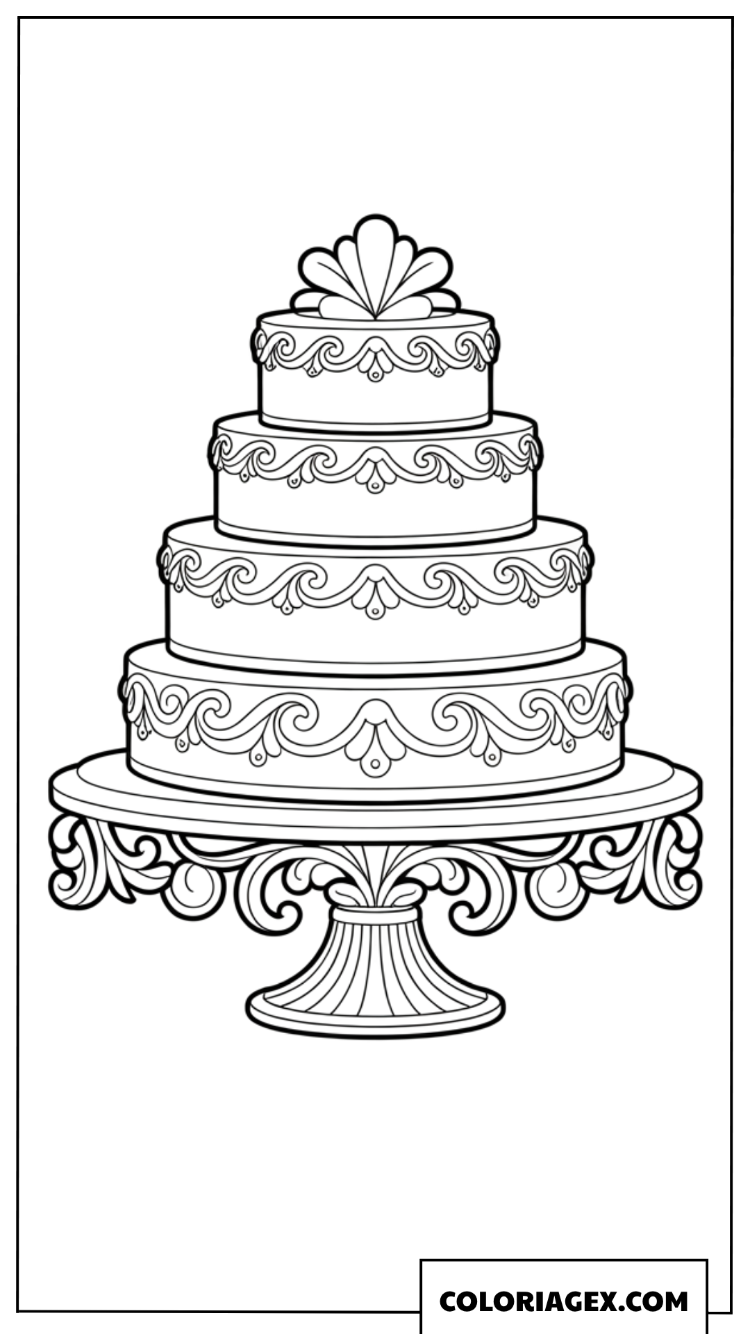 Coloriage d'une piece montee majestueuse aux motifs en spirale