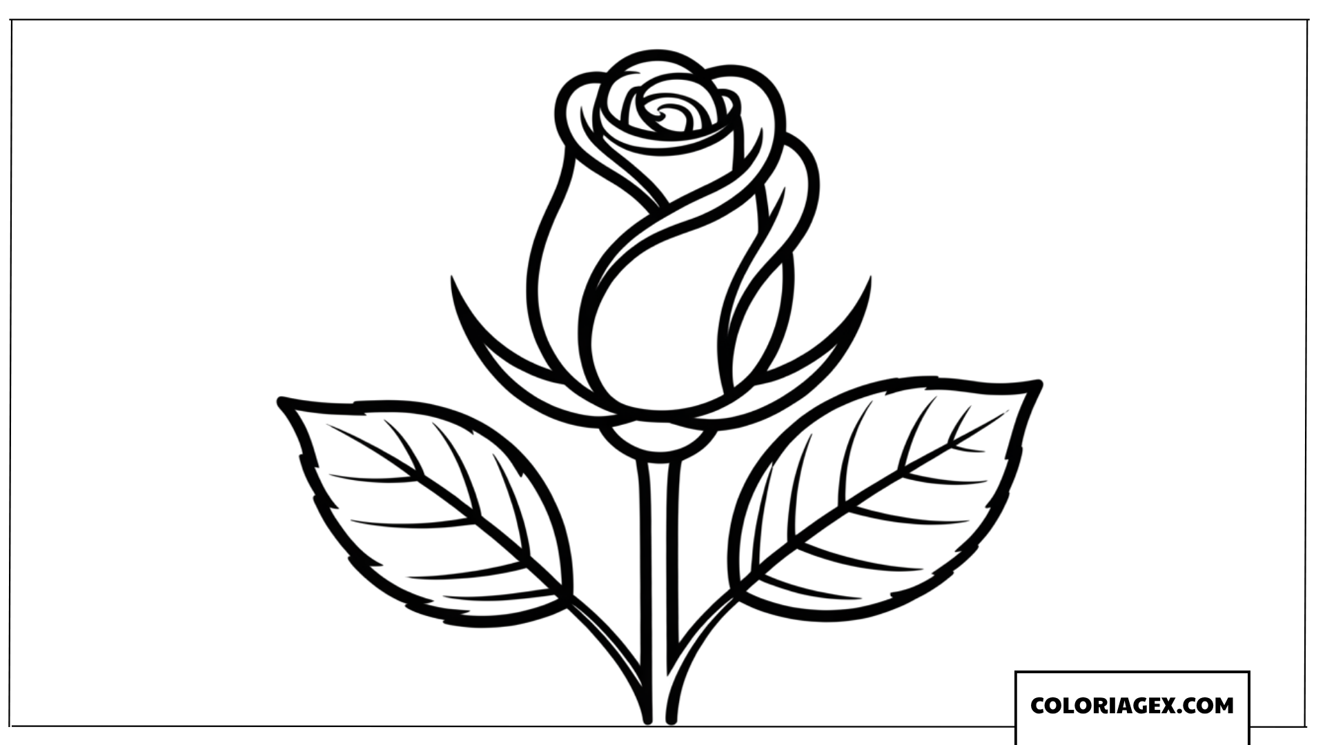 Coloriage d'une rose avec ses feuilles mignonnes