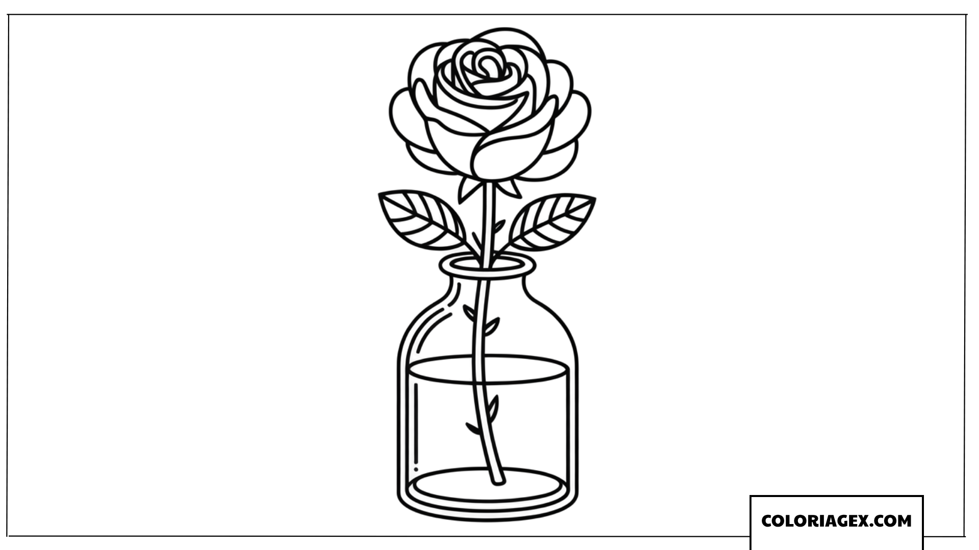 Coloriage d'une rose dans un vase en verre