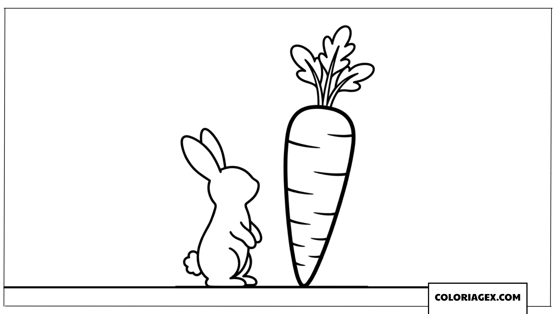 Coloriage d'une silhouette de lapin à côté d'une carotte