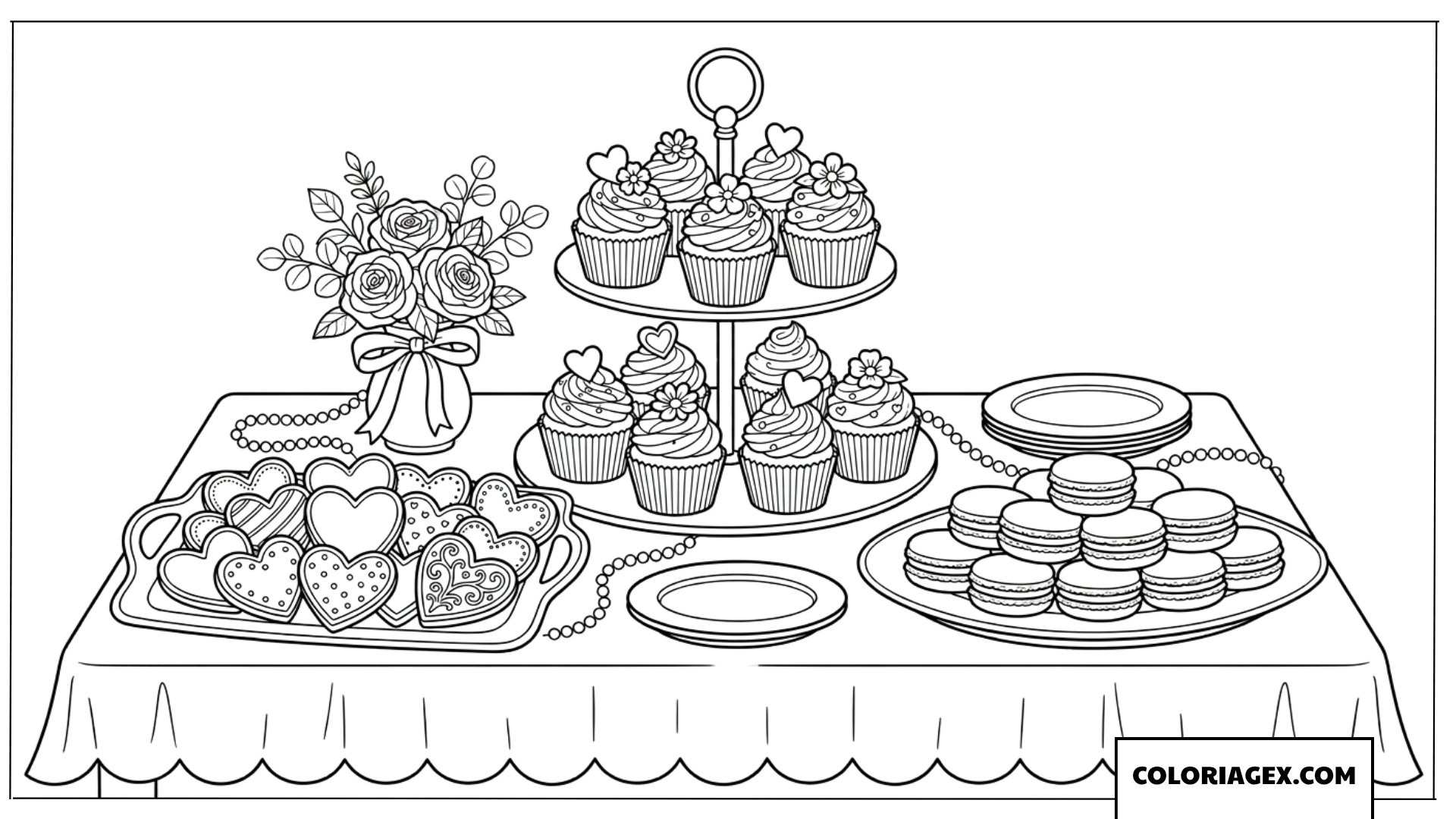 Coloriage d'une table de mariage gourmande