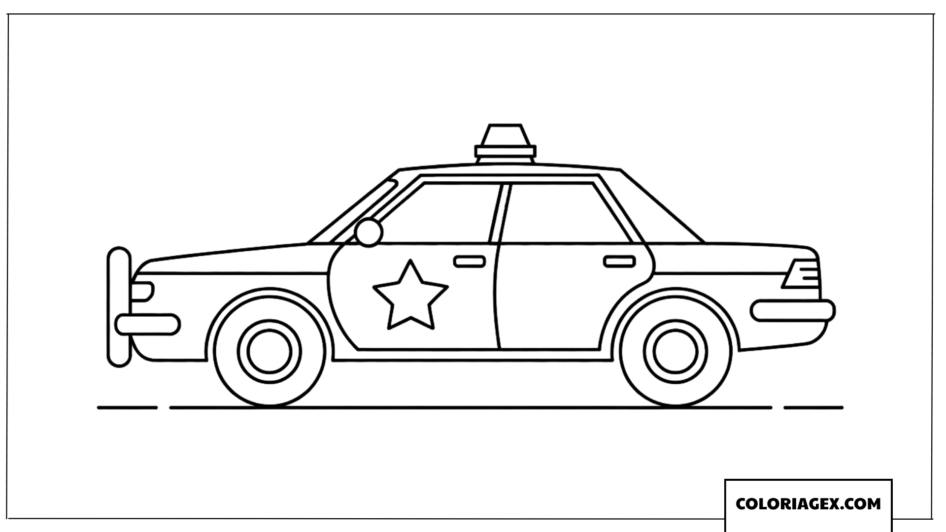 Coloriage dune voiture de police patrouillant la rue