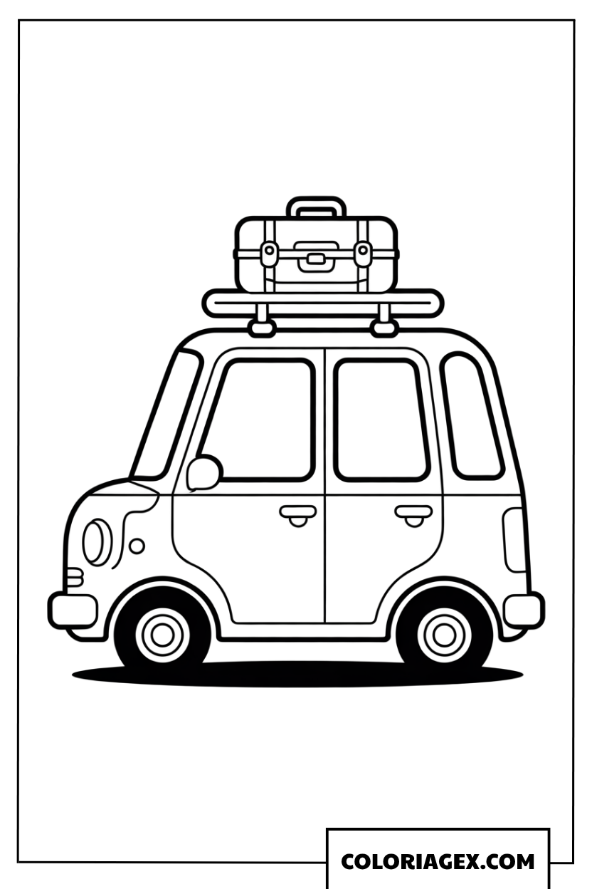 Coloriage dune voiture familiale avec une galerie de toit
