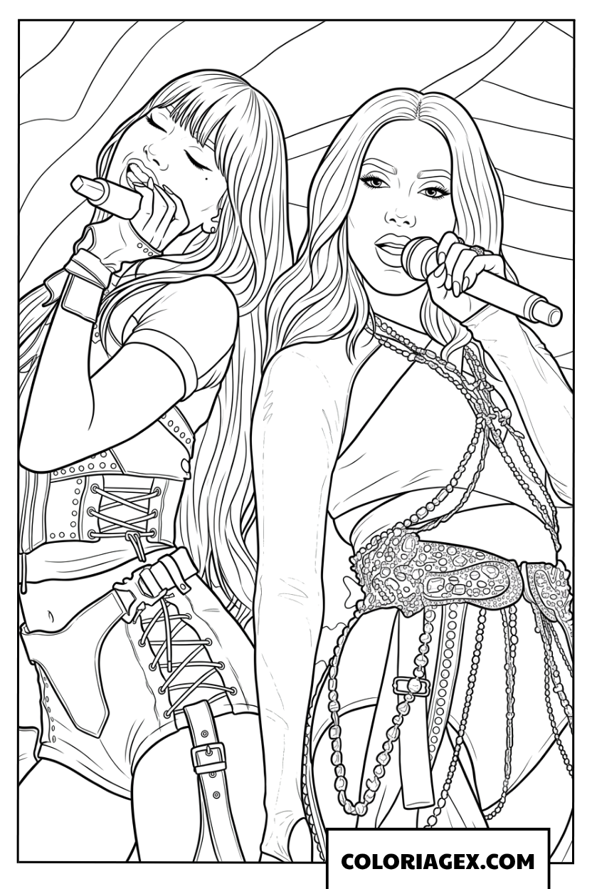 Coloriage duo de chanteuses Lisa et Shakira en concert au stade