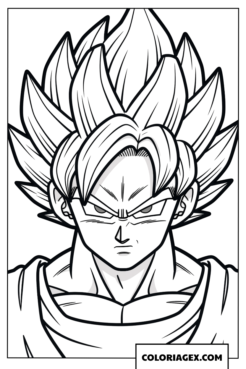 Coloriage en gros plan de Goku Super Saiyan 3