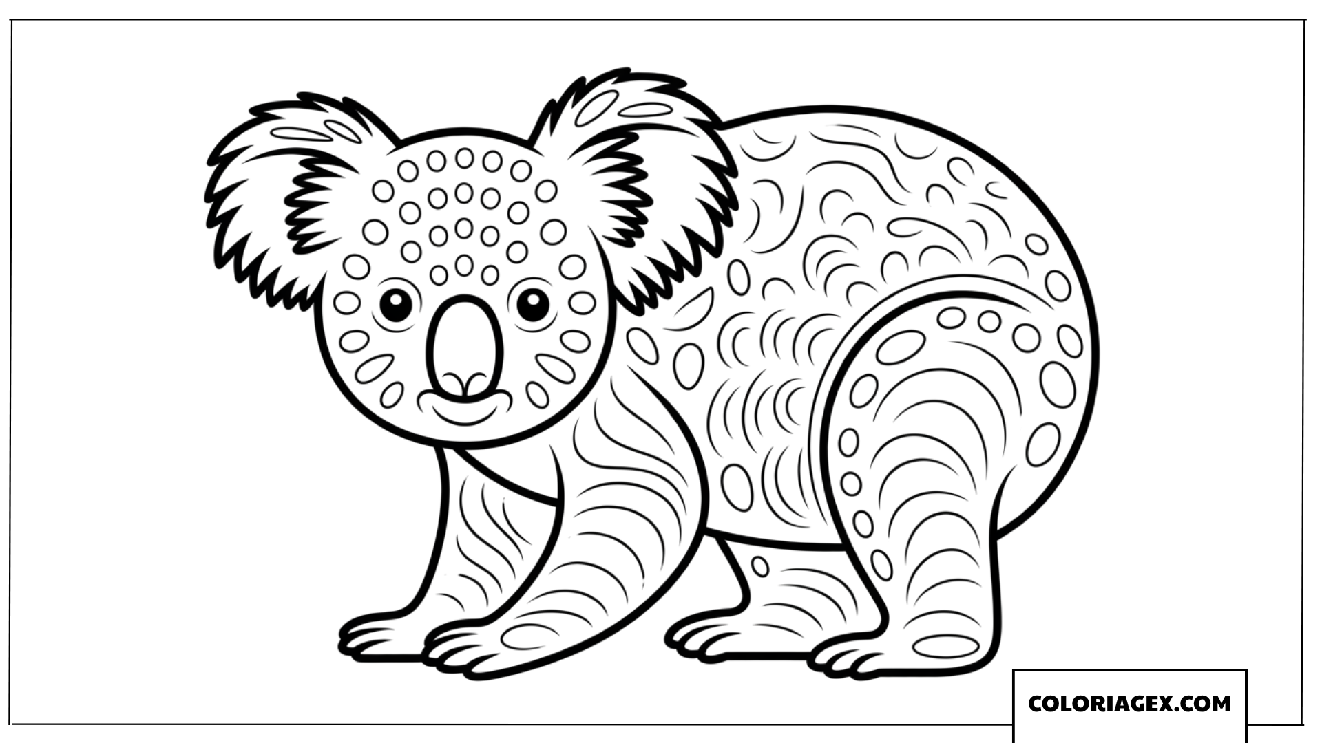 Coloriage koala orne de motifs geometriques apaisants