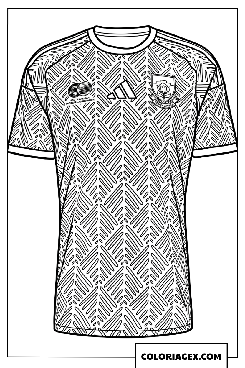 Coloriage maillot de foot de l Afrique du Sud Coupe du Monde 2026