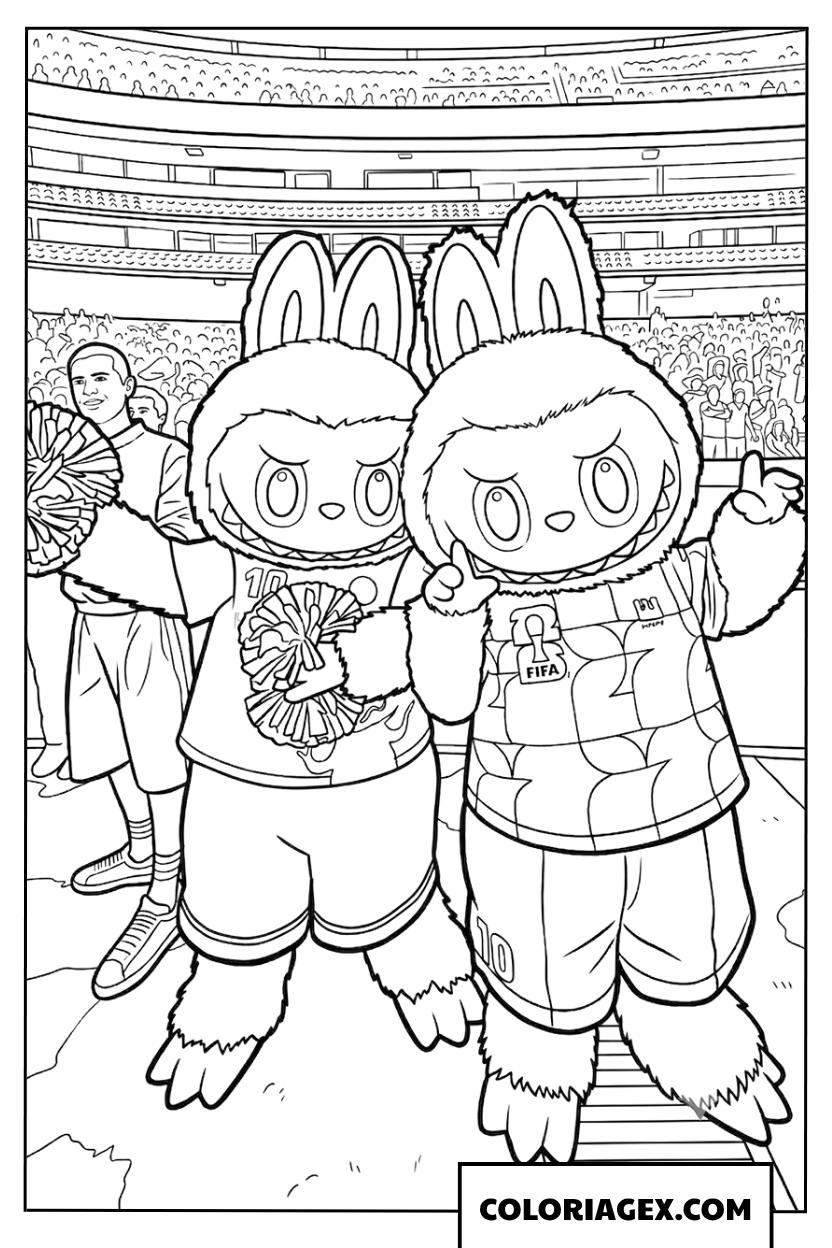 Coloriage mascottes Labubu ceremonie d ouverture Coupe du Monde 2026
