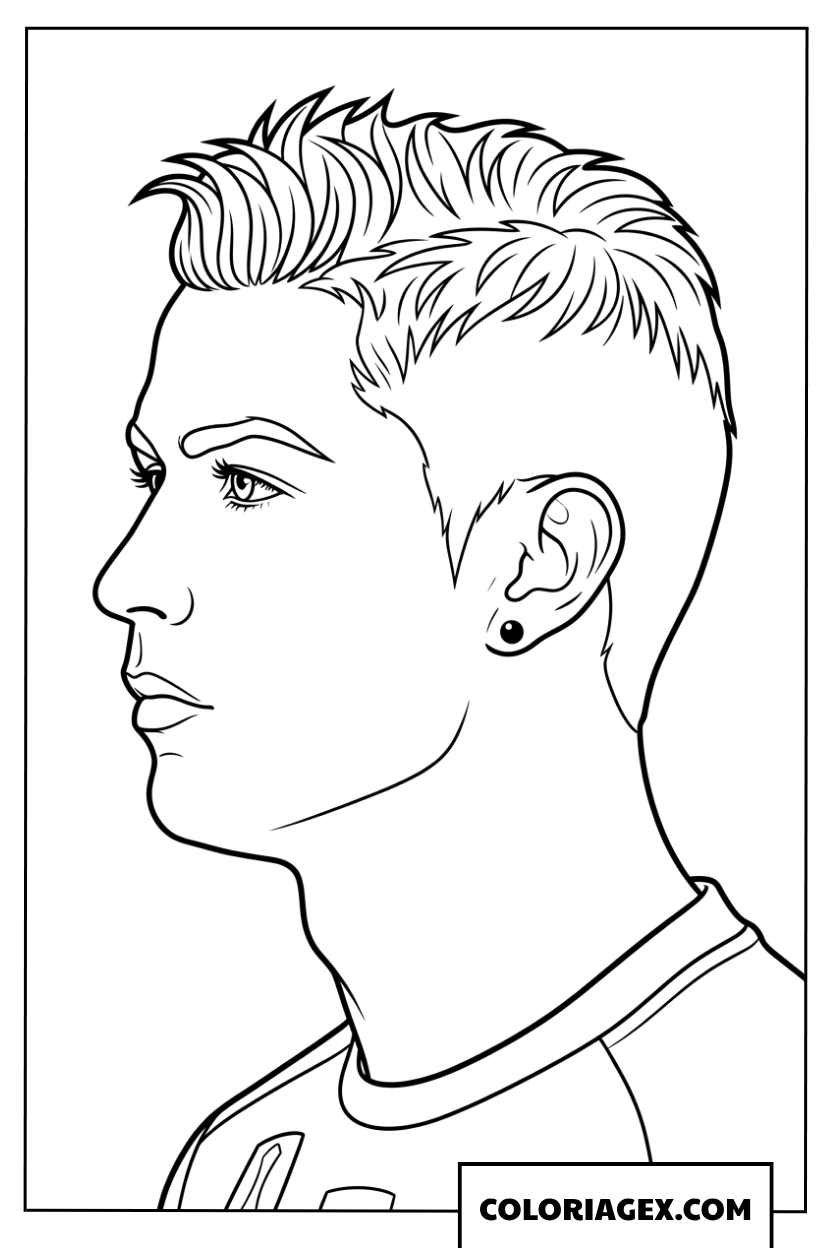 Coloriage portrait de Ronaldo plein de masculinité
