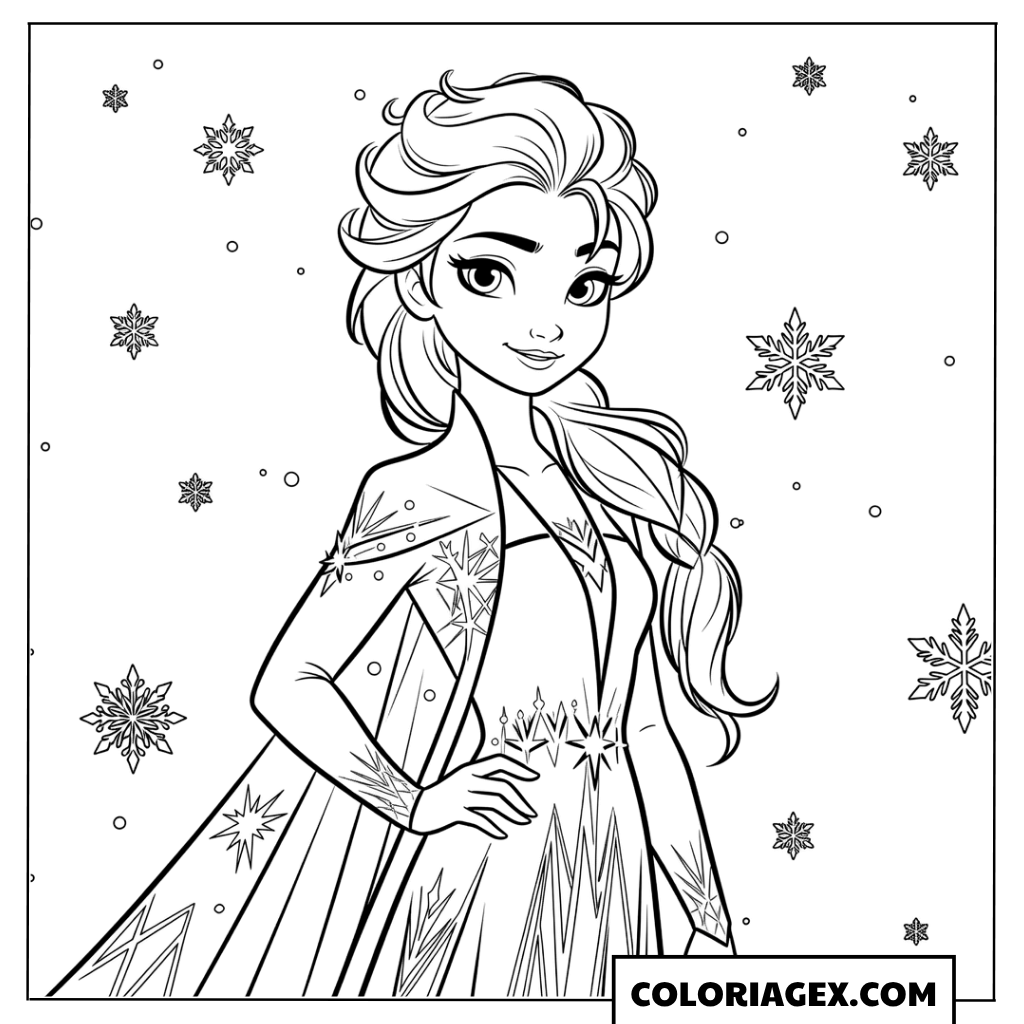 Coloriage portrait de la reine Elsa